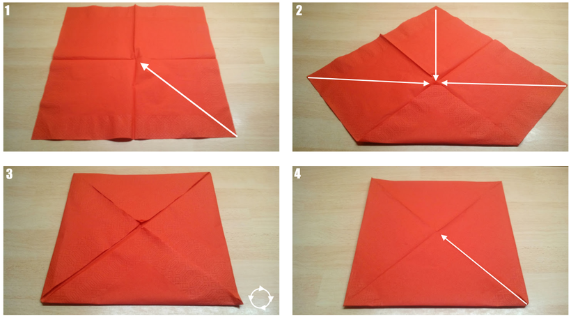 Servietten falten einfaches Kreuz