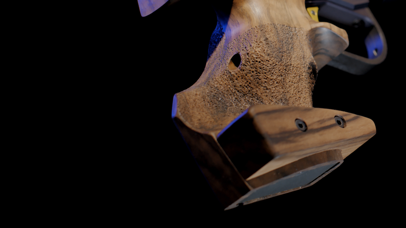 Morini Grip for CM162EI air pistol, anatomical design, walnut wood, famous pistol and shooter interface
