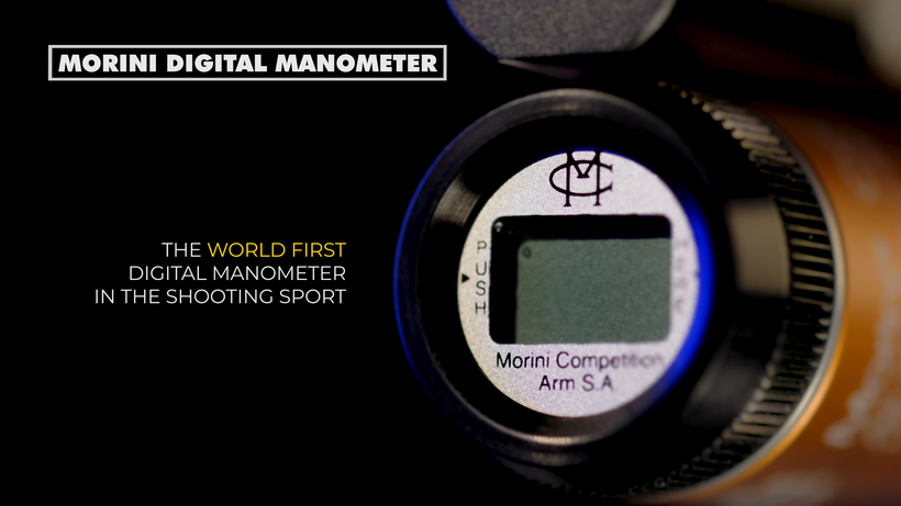 Digital manometer for Morini CM200EI air pistol, providing reliable pressure measurement for consistent pistol performance and shooting precision