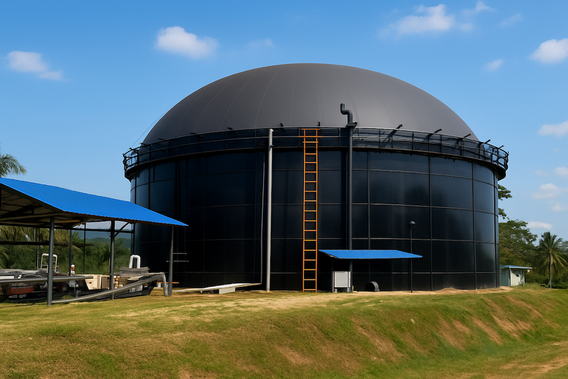 Biodigestor construido con tanques de acero vidriado - Aqualimpia Engineering