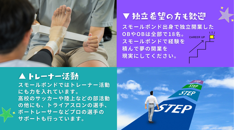 トレーナー活動も積極的に実施！独立希望の方も大歓迎です。