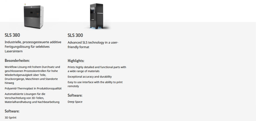 3D Systeme SLS 300 und SLS 380 Laser Sintern 3D Drucker