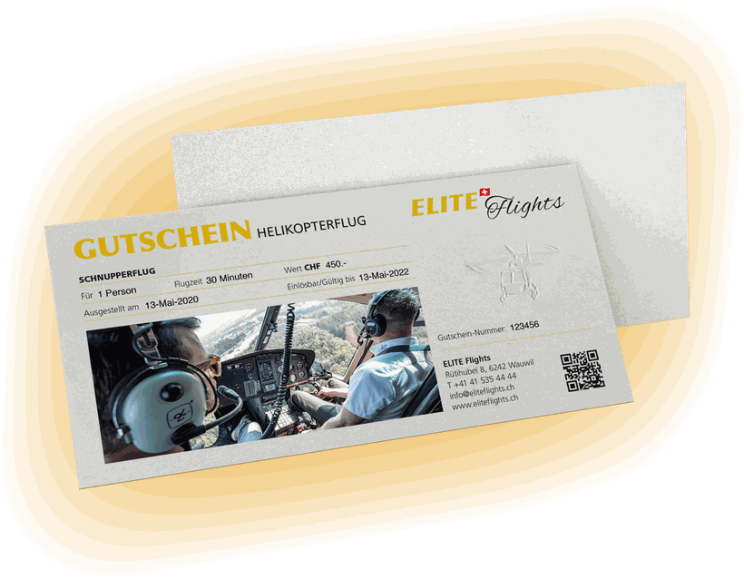 Elite Flights, Gutschein Schnupperflug, selbst Helikopter fliegen, selber fliegen, Helikopterflug, Helikopterrundflug, Luzern-Beromünster