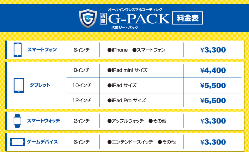 G-PACK画像04　料金は3,300円から
