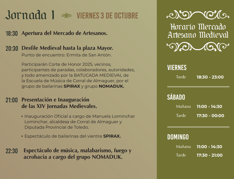 Programa de las Jornadas Medievales de Corral de Almaguer
