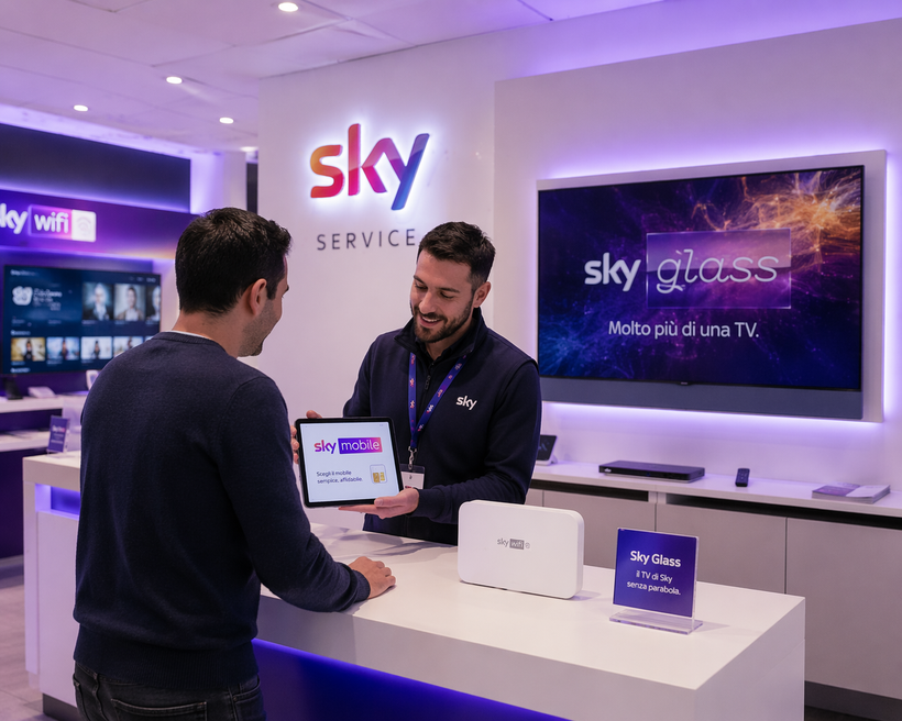 Negozio Sky Service Pordenone attivazione Sky Glass Sky Wifi e Sky Mobile