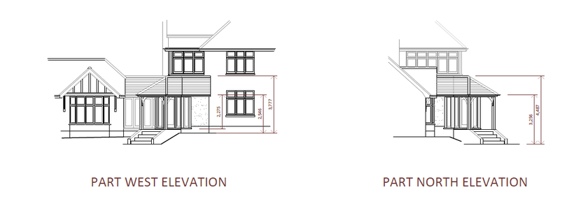 Extract from a drawing, showing the elevations