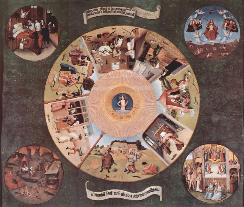 Hieronymus Bosch, Die Sieben Todsünden und die vier letzten Dinge. Um 1495–1520
