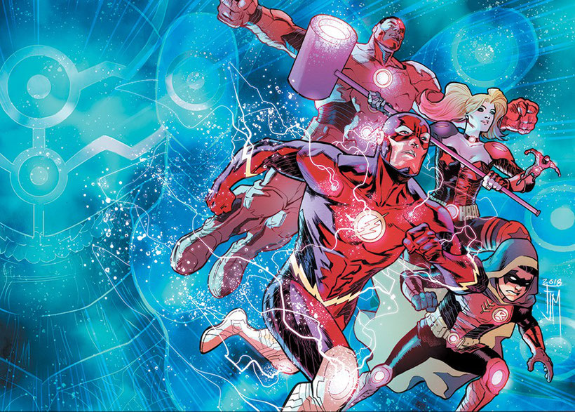 Flash, Robin, Cyborg, Atom und Robin als Team Wisdom.