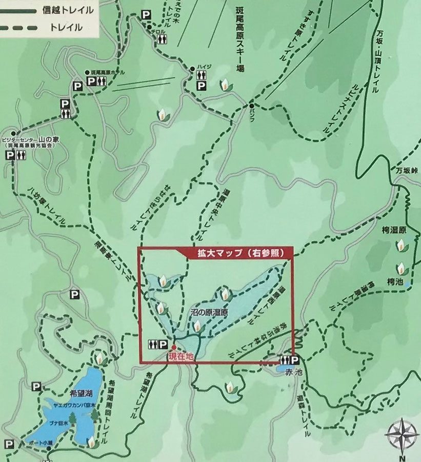 斑尾高原（沼の原湿原）のマップ・地図_広域：登山初心者＆子供連れ向けの山登り・トレッキング・ハイキングコース