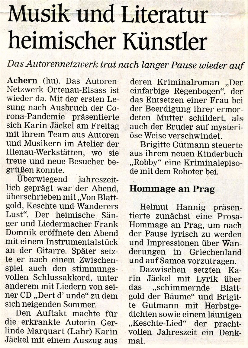 Mittelbadische Presse ARZ am 22.9.2020