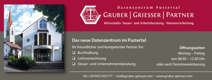 Gruber & Griesser - Steuerberatung - Arbeitsrechtsberatung - Lohnverrechnung - Buchhaltung - Datenzentrum Pustertal - Vintl