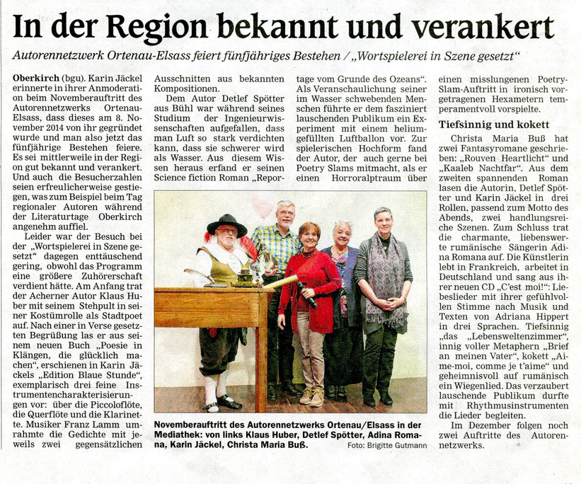 Mittelbadische Presse ARZ Oberkirch am 19. November 2019