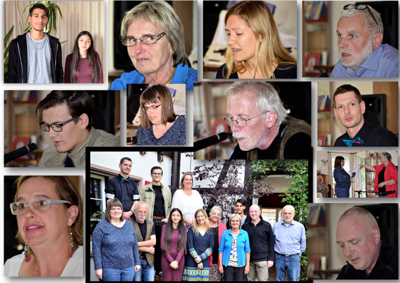 von links unten: Léa Eckly, Gesamtbild, Yves Rudio. - Mitte: Luis Leonard Grumser, Sarina Lögler, Michael Jean-Marie Charles Meyer, Fritz Johann Bauer. - Oben: Mahmoud Barhavi und Edmina Nezirova, Gerline Marquardt, Julia Guibert, Franz Panter.