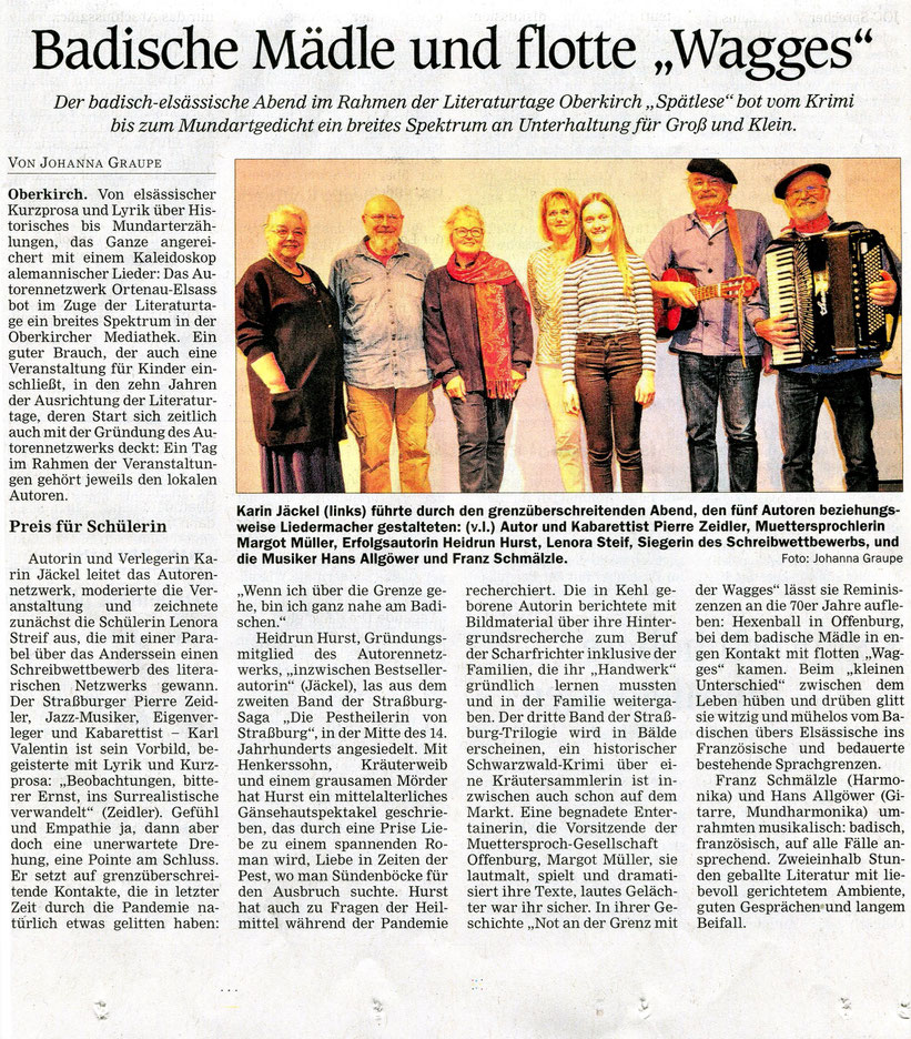 Mittelbadische Presse, Reif Medien, Kultur, am 18.10. 2021