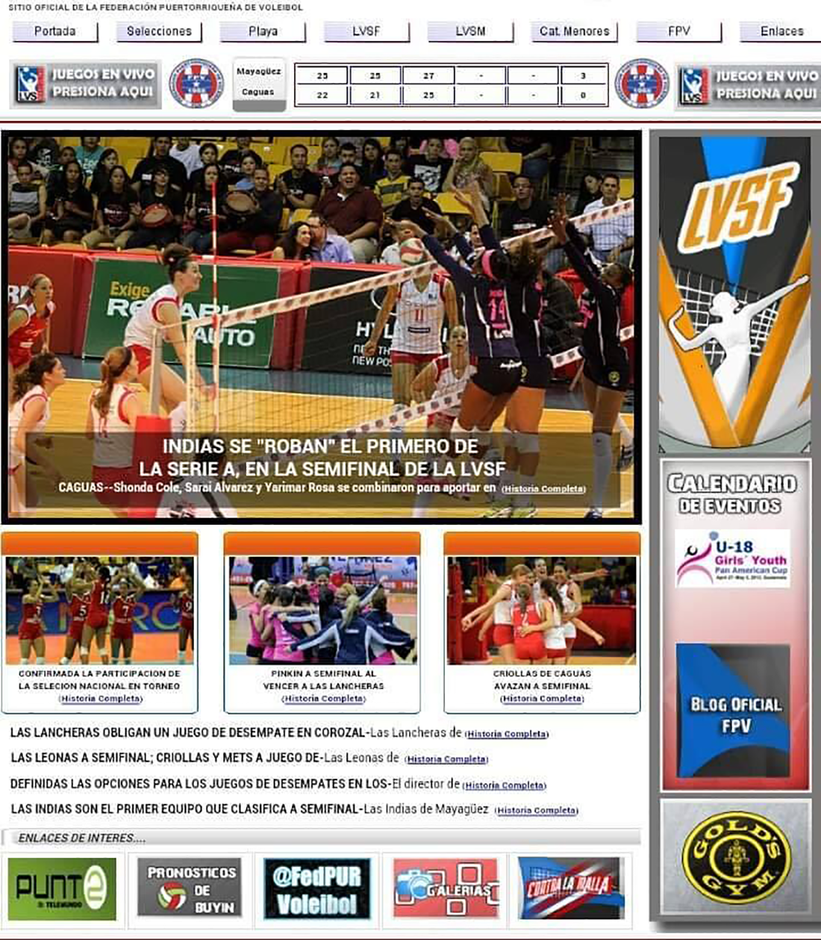 Portada de la web de Internet de la Federación Puertorriqueña De Voleibol del 2013 / Foto por Heriberto Rosario Rosa