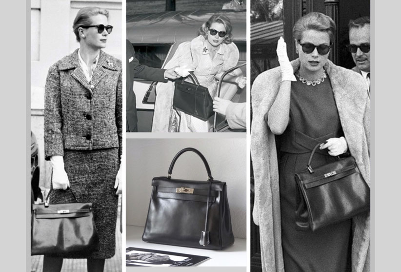 Grace Kelly mit Hermès Tasche | Anmutung historischer Modelle, klassisch elegant getragen | Soft-Kalbsleder im VINTAGE-LOOK