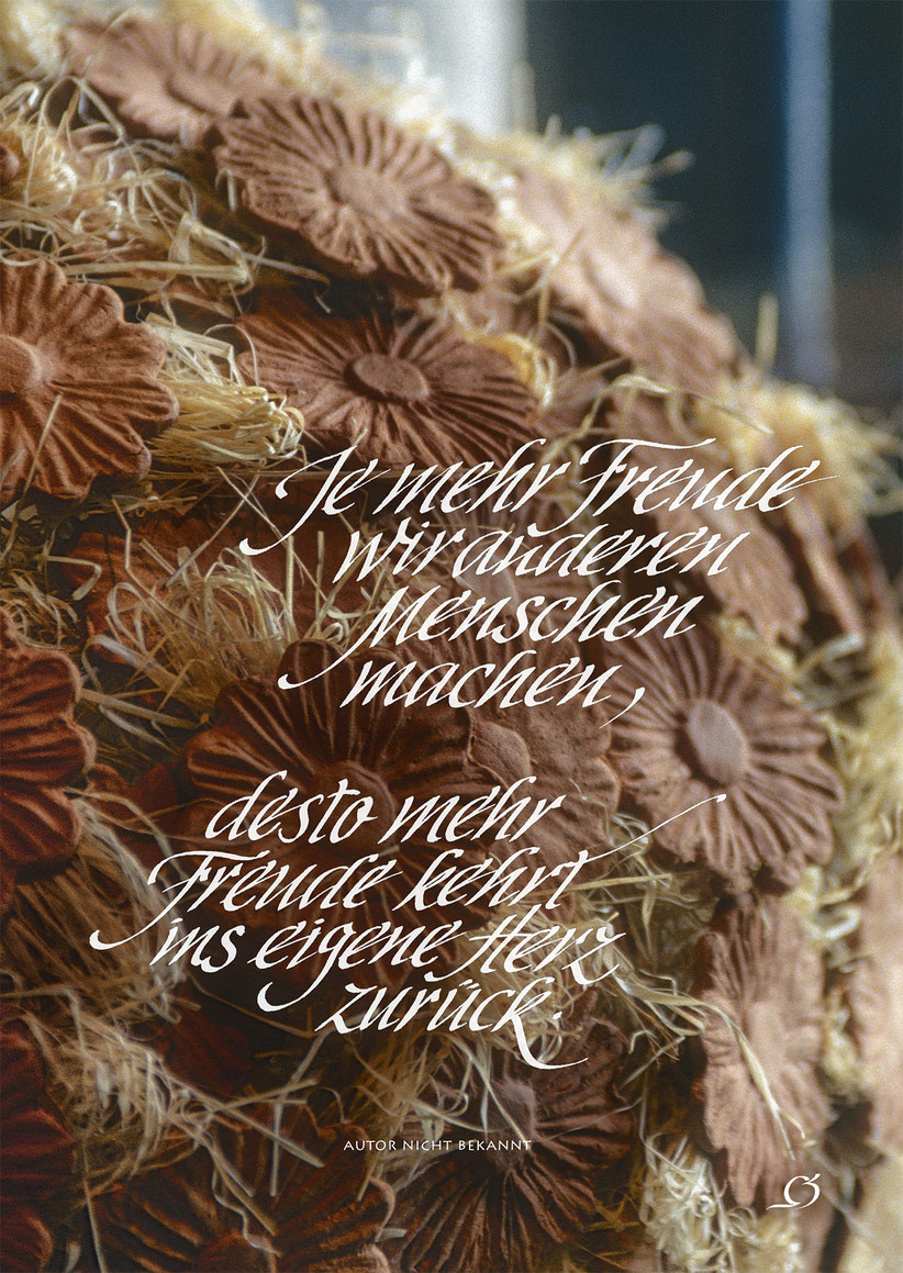Nr. 7 /HEINZ GRÜNAUER / "Je mehr Freude wir anderen...", Foto auf Leinwand, Text im Bild, 40x60cm, 280,-€