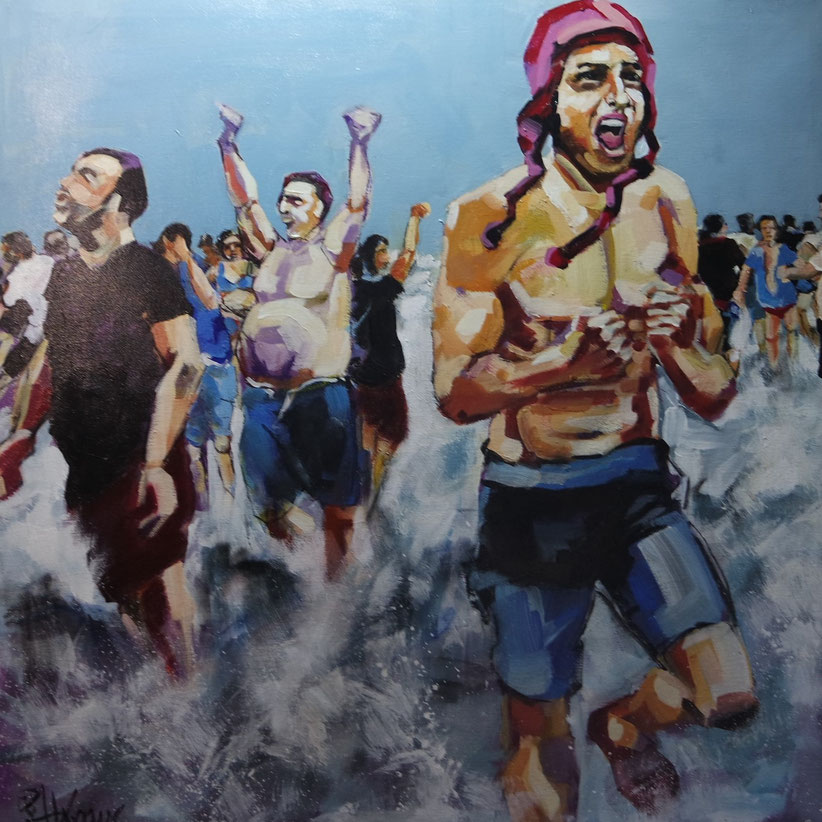 Nr. 23 / HANS KRAUS / "Wasserspiele", Acryl auf Leinwand, 90x90cm, 650,-€
