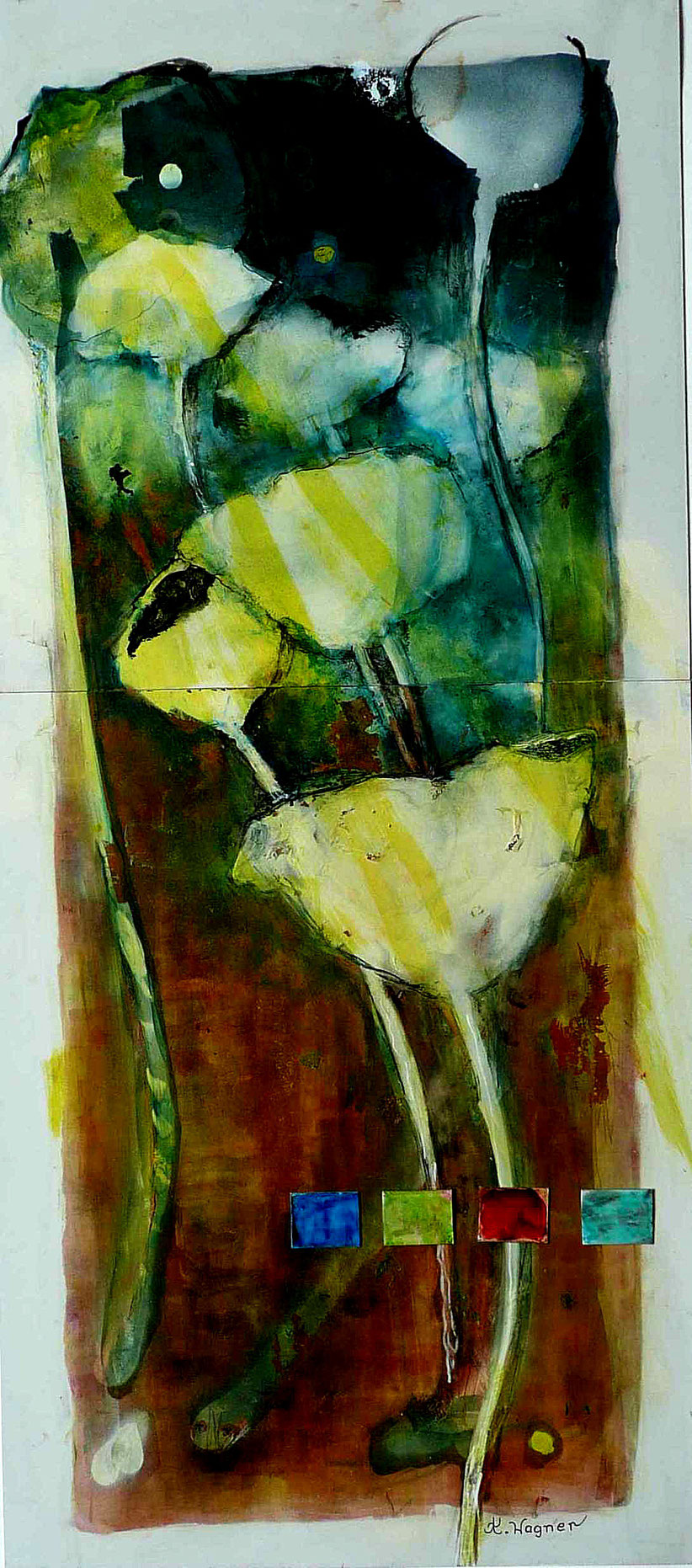 Nr. 39 / ANNELIES WAGNER / "Mondflöte", Tintografik/Alu auf Leinwand, 50x100cm, 410,-€