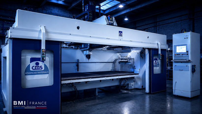 Centre d'usinage 5 axes CMS Ares. Application découpe composites.