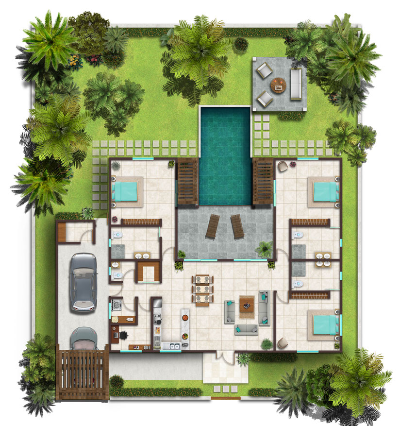 plan de a villa en revente TROPICA BAIE ILE MAURICE