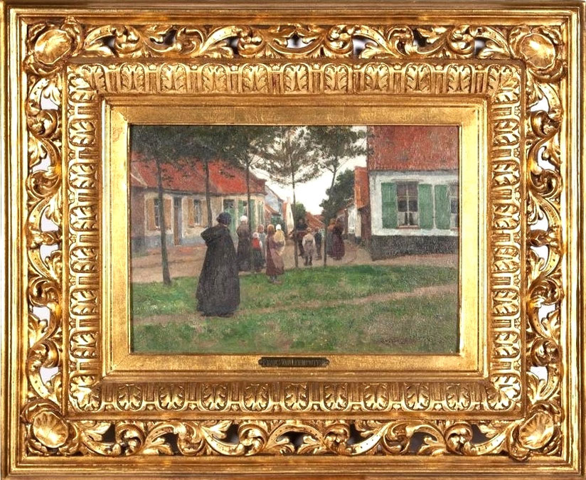 te_koop_aangeboden_een_schilderij_met_dorpsgezicht_van_frans_van_leemputten_1850-1914_belgische_vlaamse_school