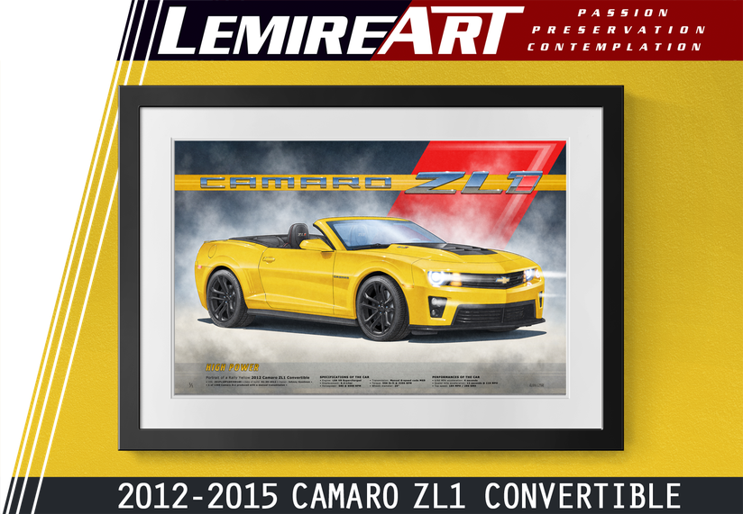 Camaro ZL1 convertible art print 5th generation by Lemireart