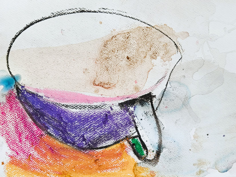 Still Life with Coffee Pot. 2024, 32 x 24 cm, drawing on watercolour paper