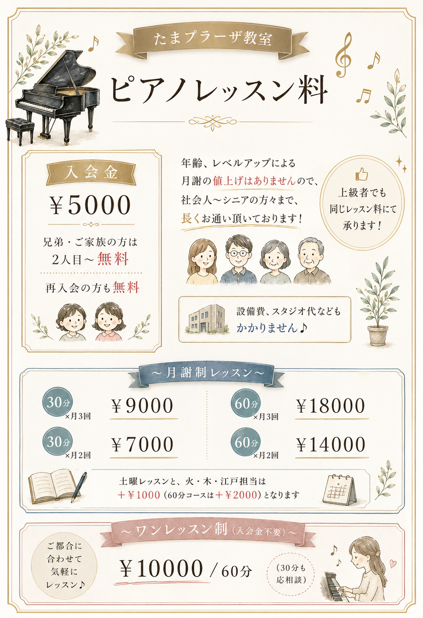 横浜市青葉区美しが丘　たまプラーザ　ピアノ教室　ピアノレッスン　大人　シニア