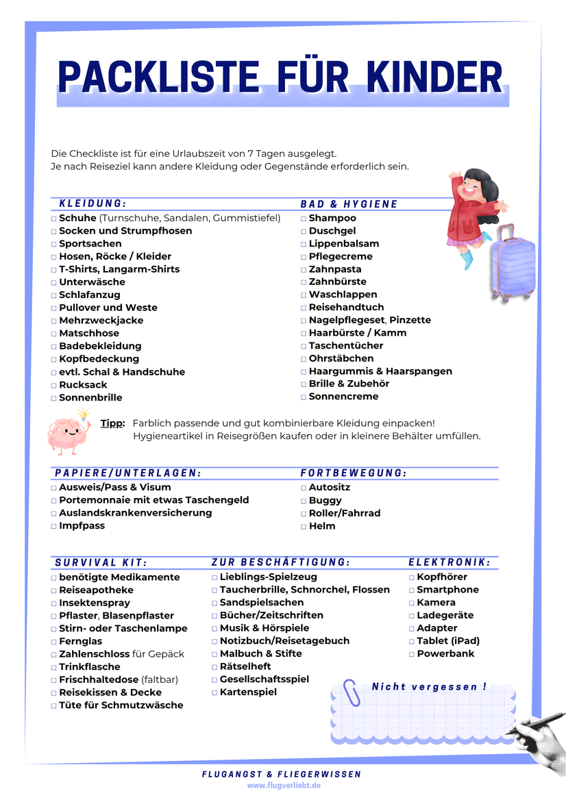 Packliste für Kinder
