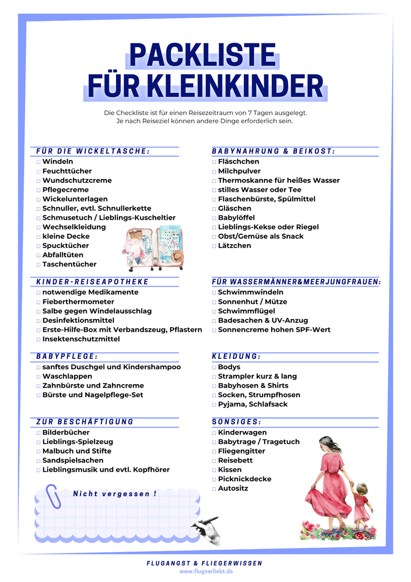 Packliste für Kleinkinder