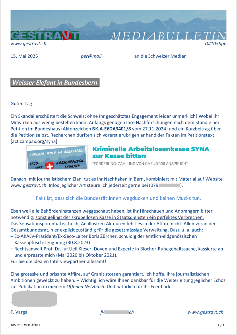 Gestravt Offenes Netzbuch Netzbuchbrief Kassenpfusch mediabulletin