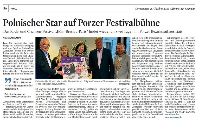 Kölner Stadtanzeiger 28.10.2021 - Polonica e.V.