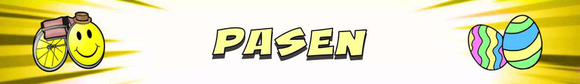 Logo Pasen uit de jeugdstrip van Mr Peeves.