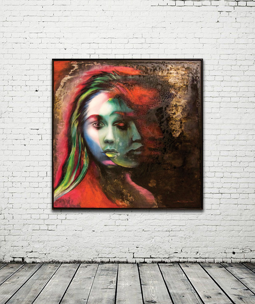 THREEFACED - OIL ON ALUMINUM AND RESIN - 104 cm X 104 cm - 2.500 €