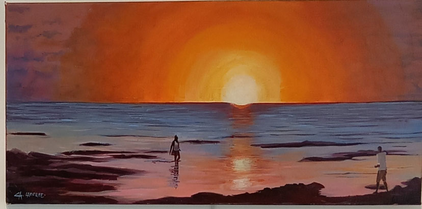 Retrouvailles nocturne. Acrylique sur toile. 700€.