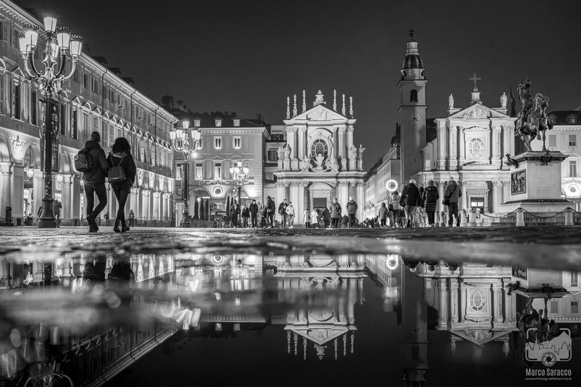 Bianco e nero 1a - Piazza San Carlo dopo la pioggia