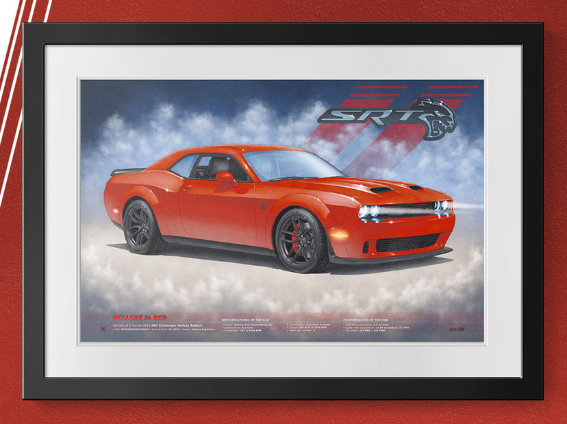 2019 Dodge Challenger Hellcat Wide Body by automotive artist Alain Lemire Lemireart