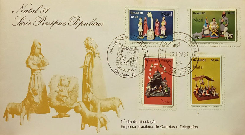 Large image of Christmas first day cover or FDC; Brasil, 1981