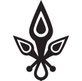 Logo von "Tapeten der 70er": drei sehr stilisierte, schwarzweiße Lilien wie zu einem Strauß zusammengefasst 