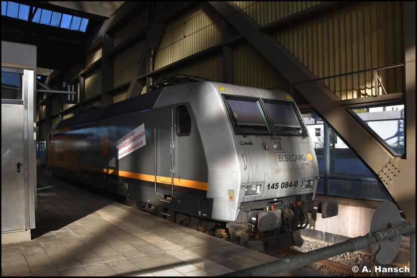 145 084-0 der ElbeCargo Gruppe war heute im Chemnitzer Hbf. abgestellt