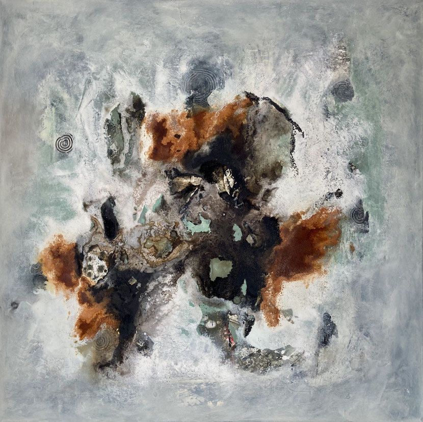 Acryl mit Rost  100 x 100 x 4 cm