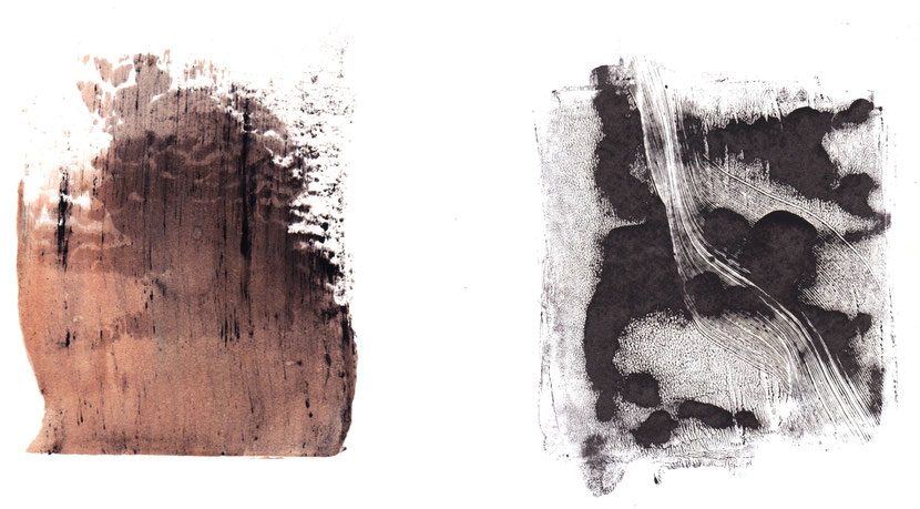 Sans titre, 2016. Encre, pigment, 10 cm x 10 cm chaque.