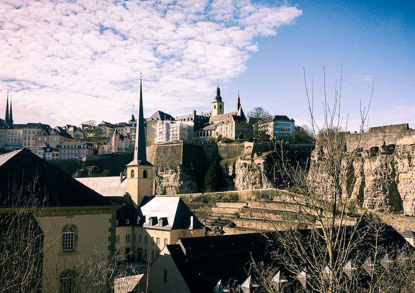 Luxembourg City; view from the Grund to the upper city