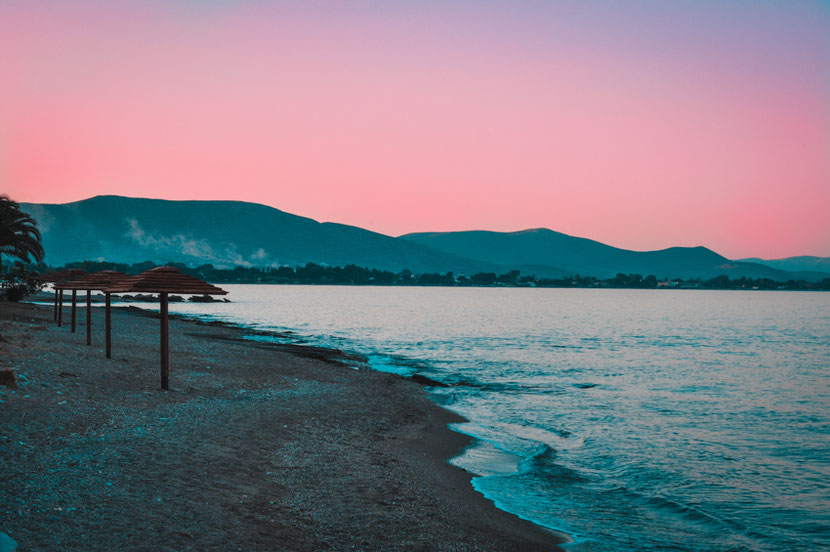 sunset on Nea Makri - Marathonas beach near Athens 