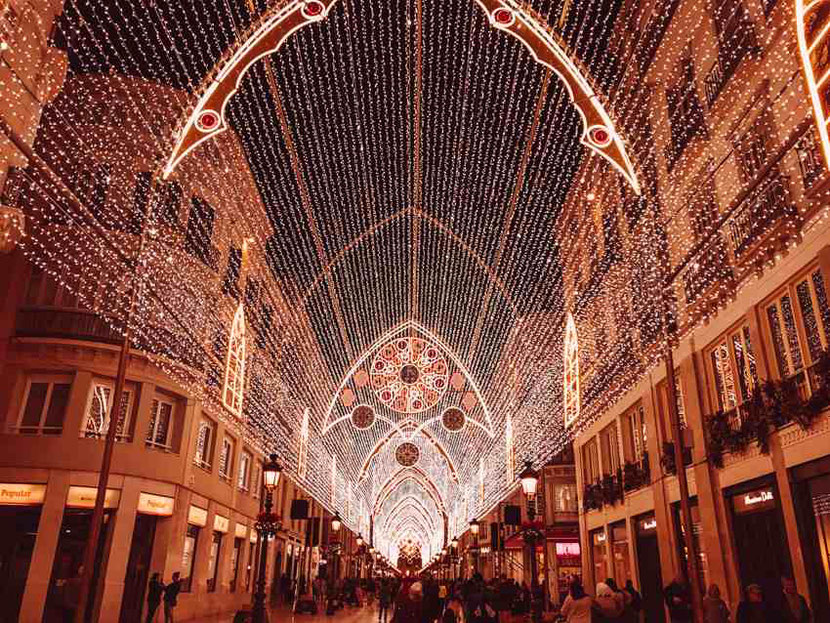 Christmas lights and decorations in Malaga