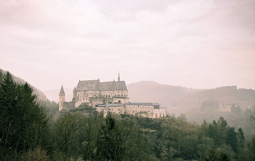 Vianden Castle in the mist, Luxembourg 