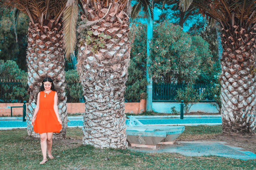 palm trees and lots of greenery on Nea Makri beaches 