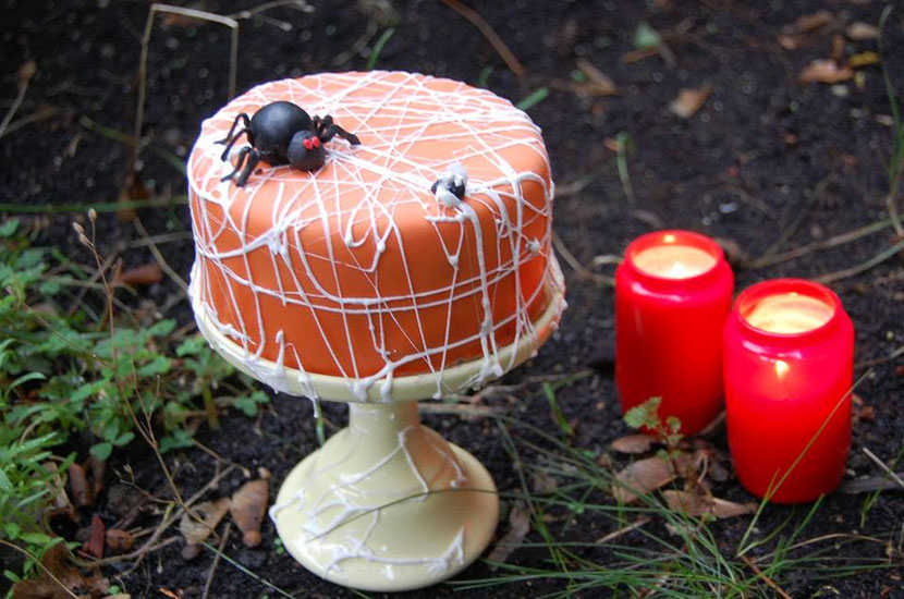 Halloween Spinnennetz-Torte